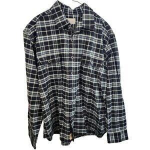 Jachs Mens Plaid Flannel Shirt Jacket Shacket XXL Black Gray Button Up Grunge